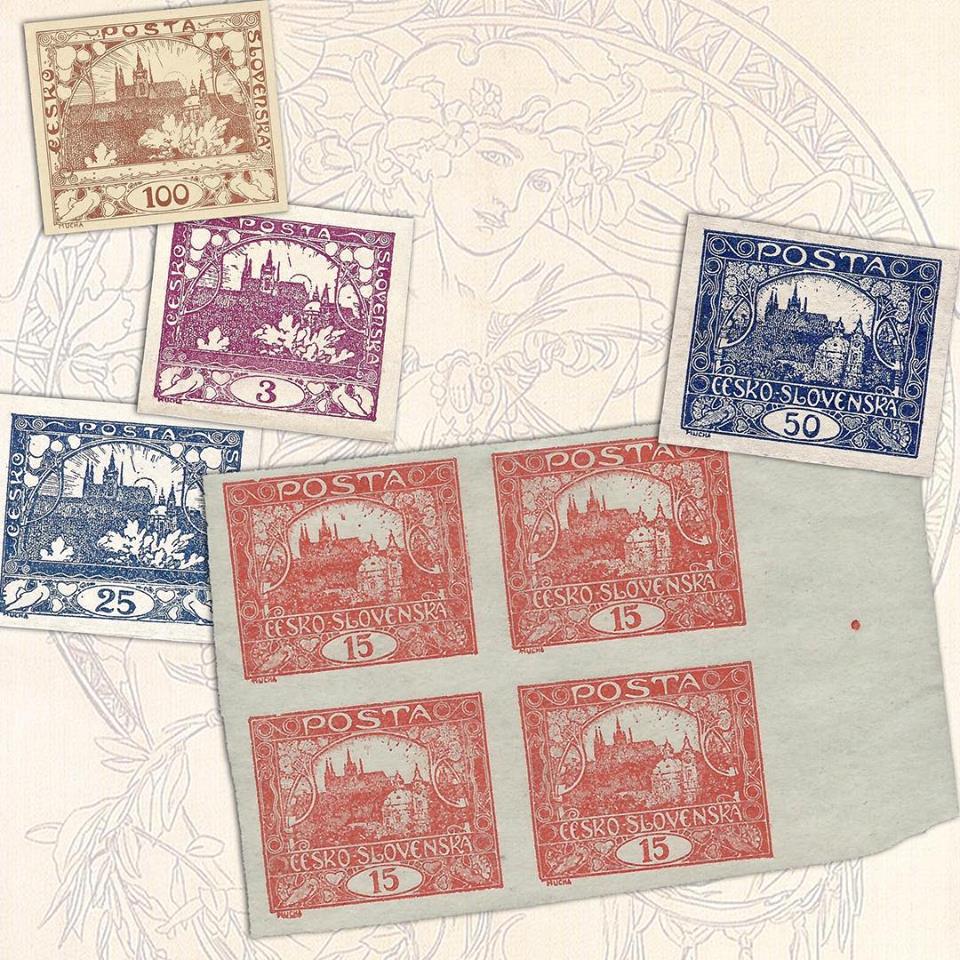 Альфонс Муха первые почтовые марки Чехословакии 1918 года