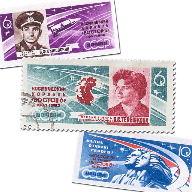 ервая в мире женщина-космонавт Валентина Терешкова на почтовых марках